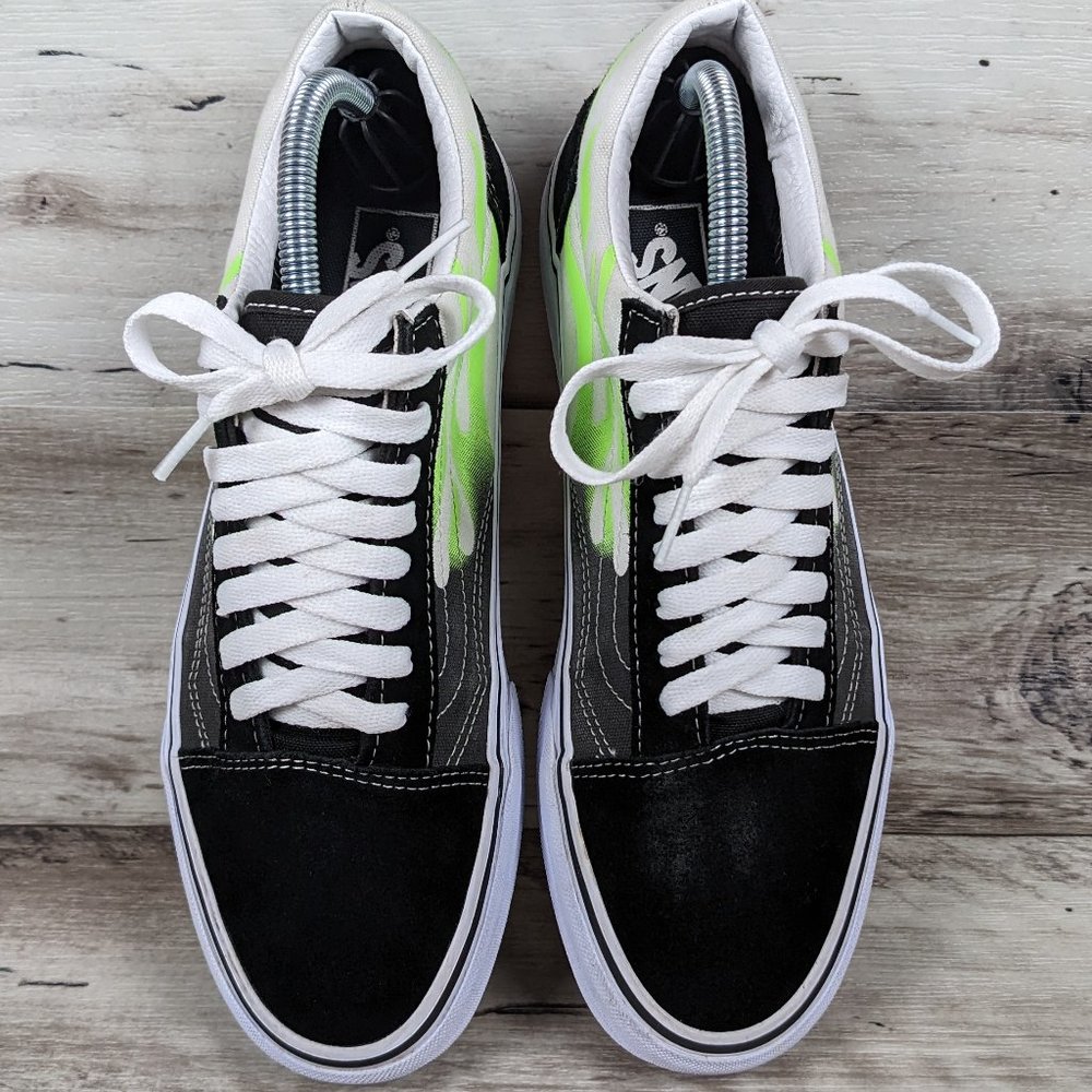 VANS*Unisex "Off The Wall" 2020 Flame Black True White Lace-Up Sneakers~See SIze - Picture 8 of 12